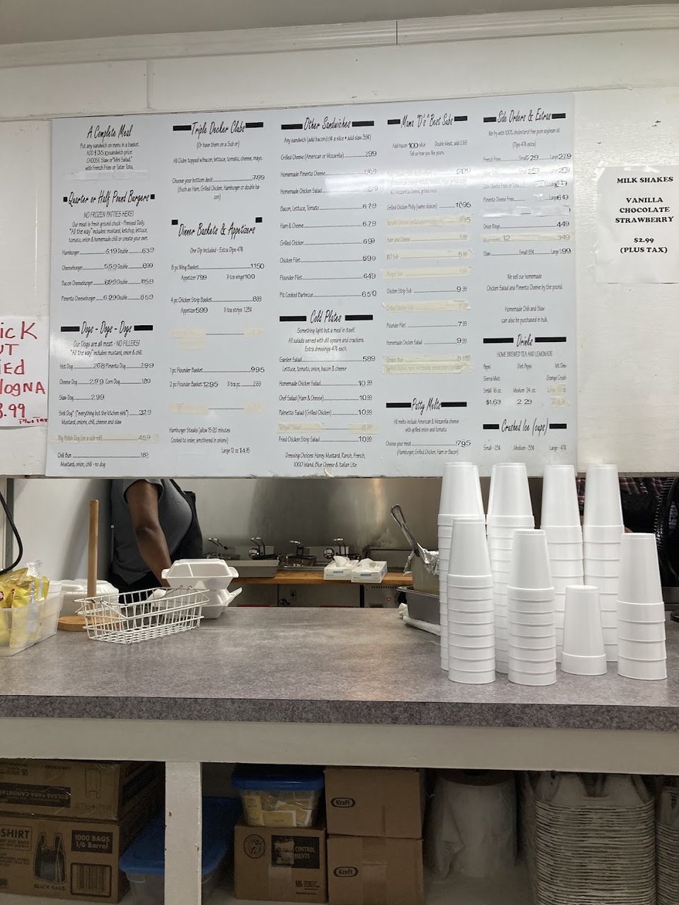 Hot dogs, slaw dogs, and tater tots.
